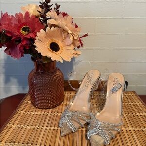 Journee Collection Clear and Silver Heels